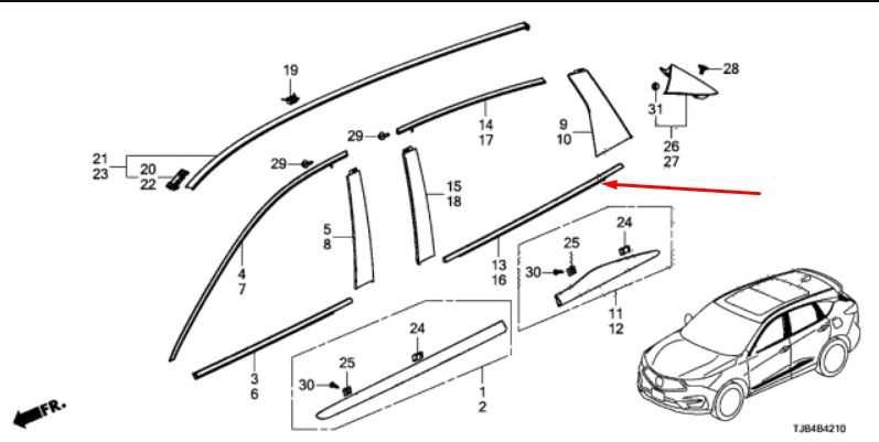 Молдинг дверки зад. пр. на Acura Rdx 2018-2023 чорний 72910-TJB-A01