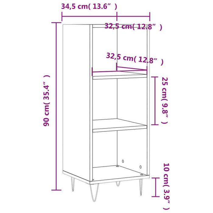 VidaXL komoda półka Sonoma Oak 34,5x32,5x90 cm drewno klejone