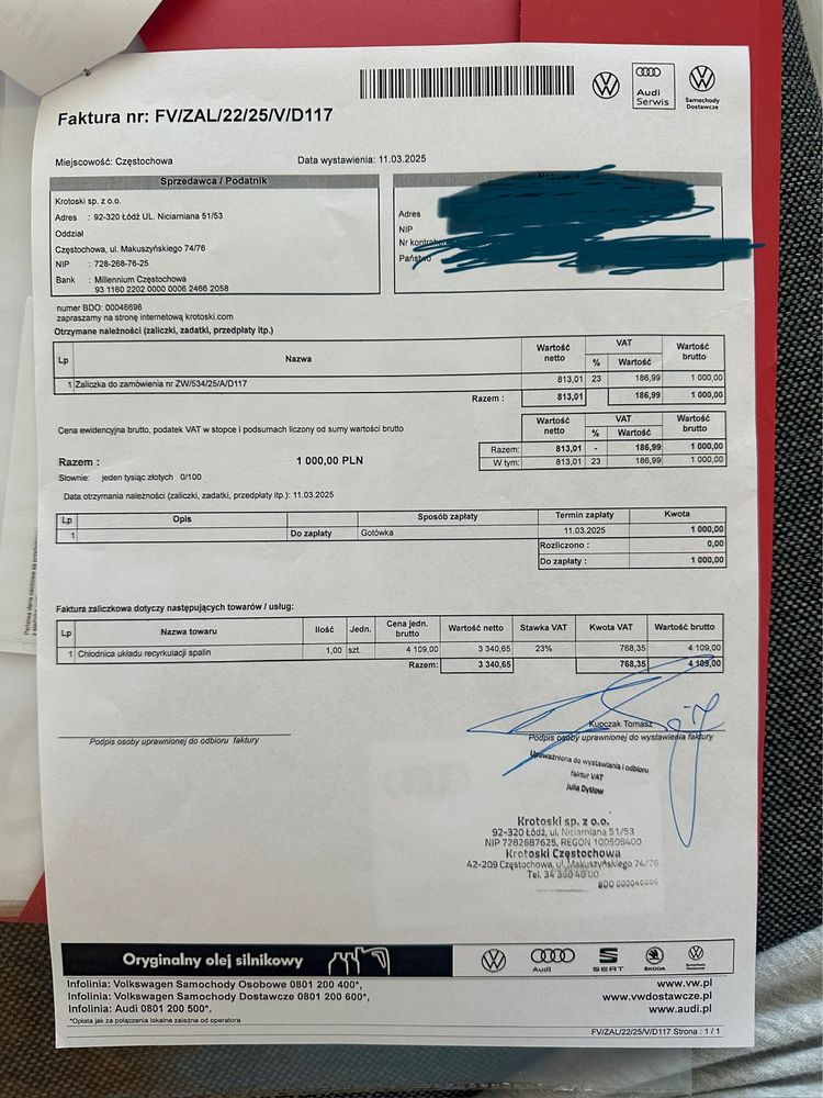Chłodnica spalin EGR kompletna Audi A8 D4 3.0tdi