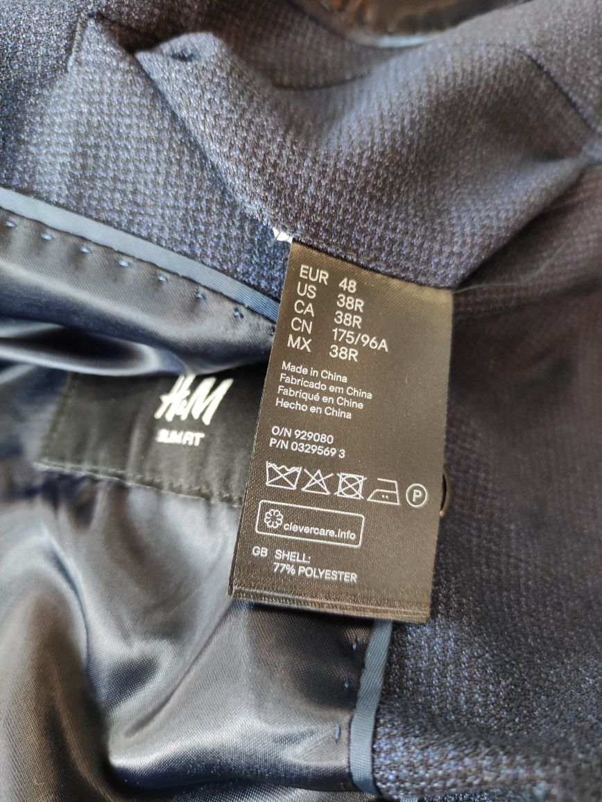 Garnitur 2-częściowy H&M Slim Fit granatowy