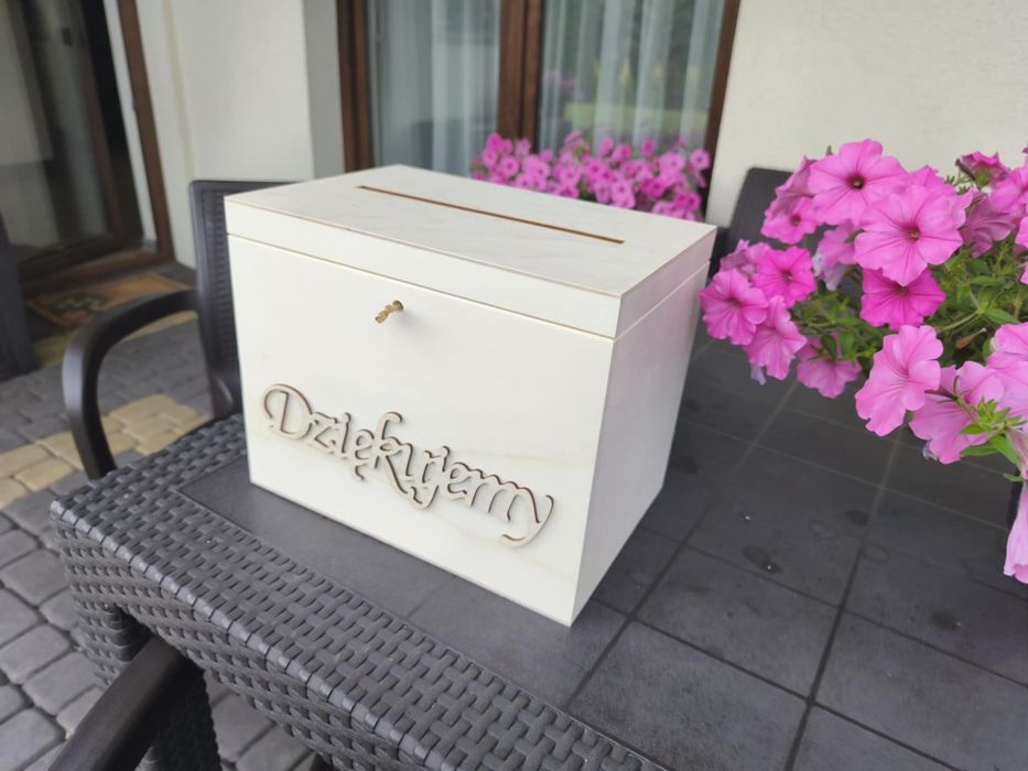 Pudełko drewniane skrzynia skrzynka box na koperty ślubne