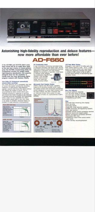 Кассетные деки
AIWA AD-F 660.Японская дека с паспортом.Акция-16500 грн