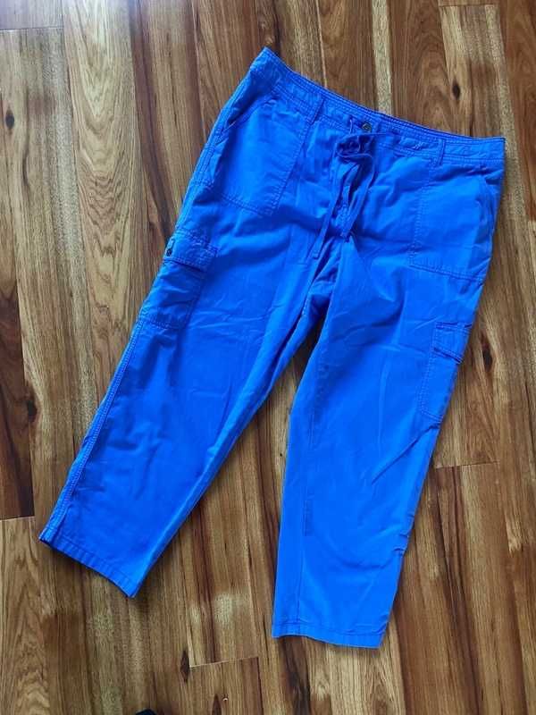 xxxl 46 48 niebieskie spodnie do kostek chinosy cygaretki cargo +size