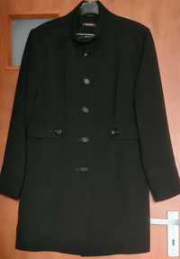 Savoir czarny cienki elegancki płaszcz,trencz roz 46