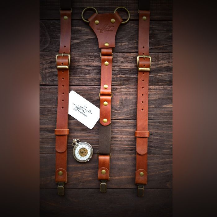 Кожаные подтяжки. Подтяжки из кожи. Мужские подтяжки. Ручная работа.