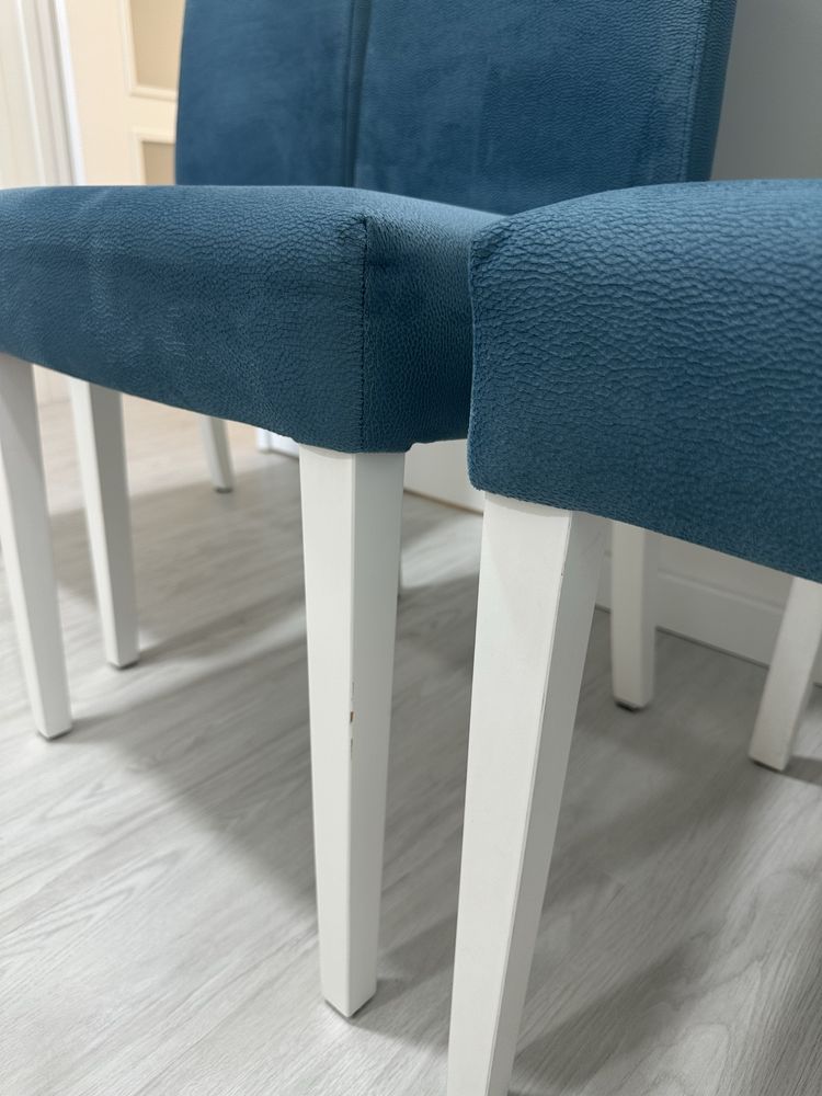 6 cadeiras tecido azul