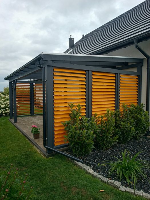 Drewniane zadaszenie tarasu, pergola, wiata, taras, poliwęglan!