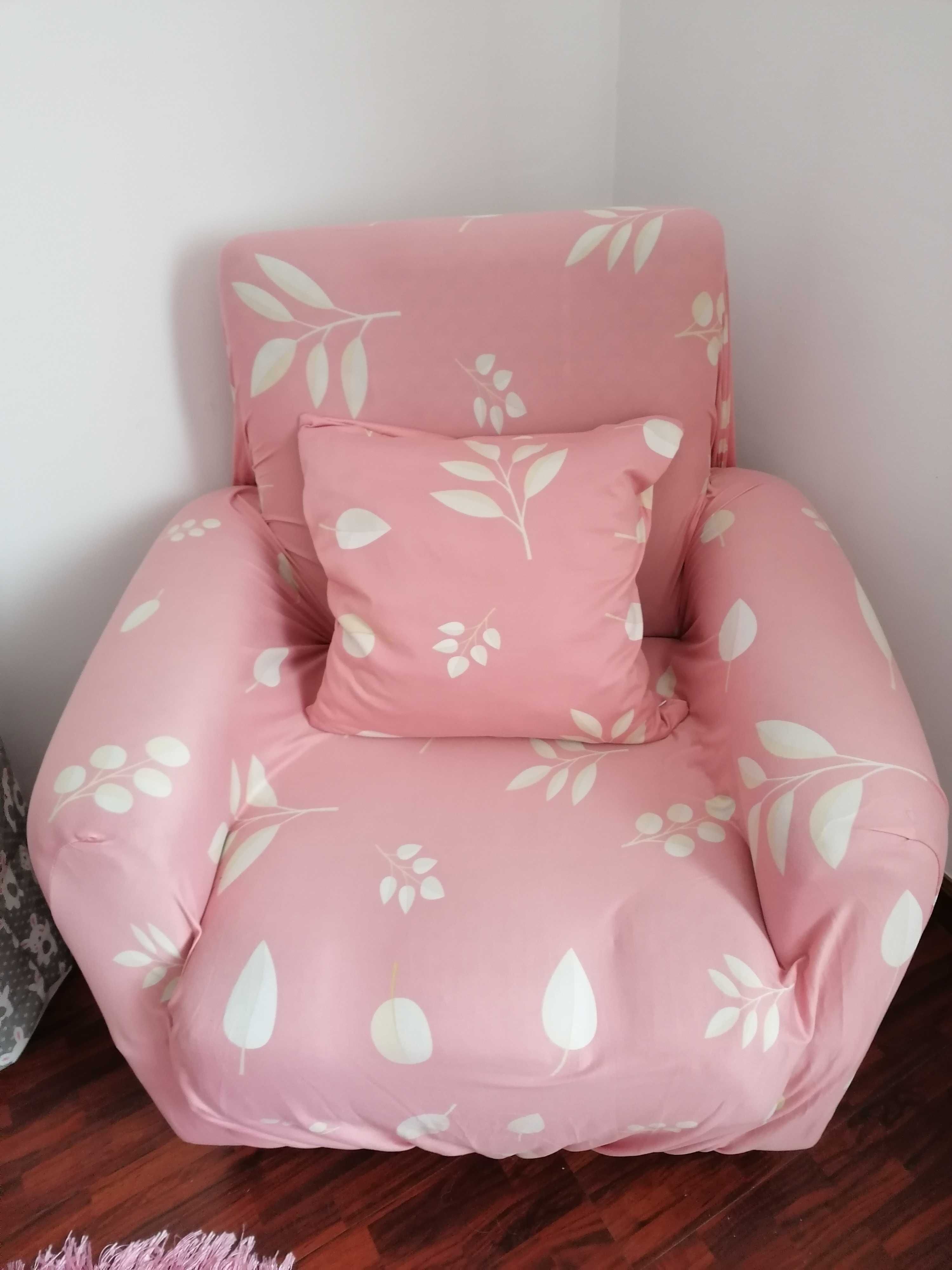 Capa de sofá rosa 1 lugar