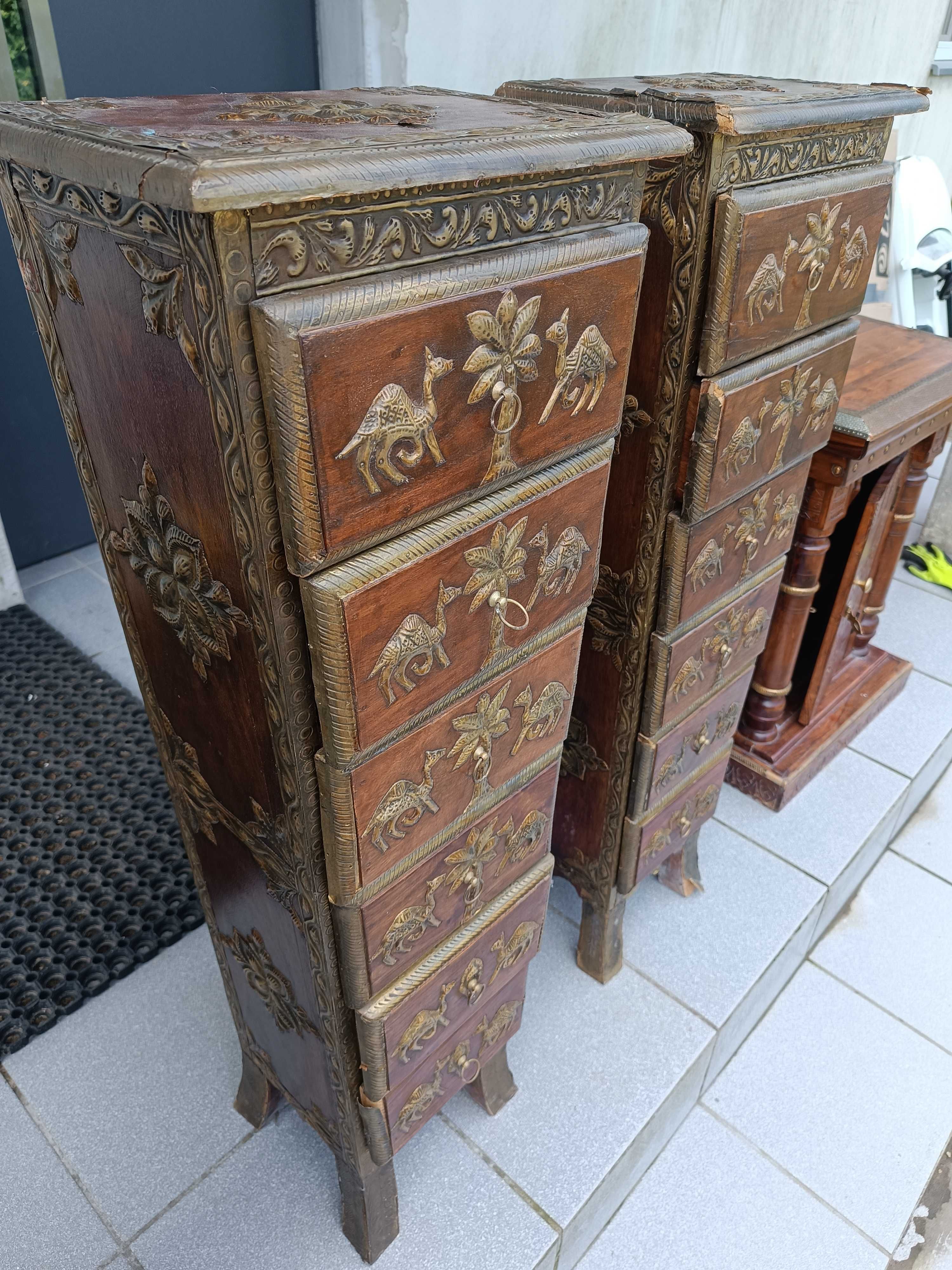 indyjska komoda sekretarzyk szuflady drewniana sheesham szafka vintage