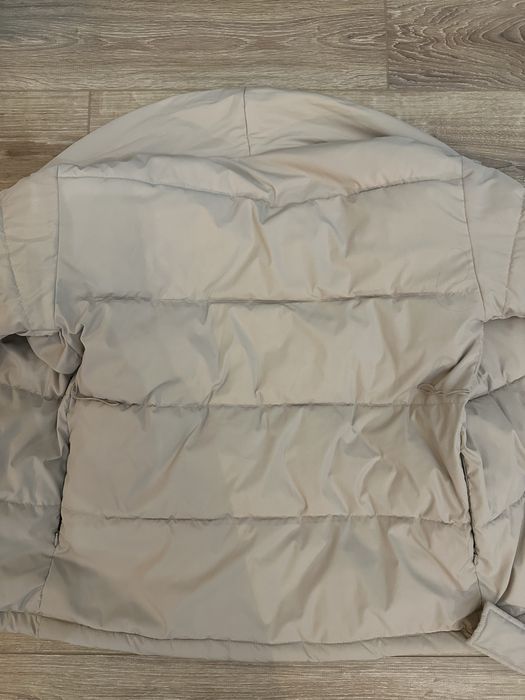 Теплая зимняя Куртка пуховік тепла на запах бежева куртка-кимоно