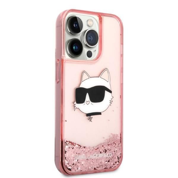 Etui Karl Lagerfeld do iPhone 14 Pro 6,1" Różowy Glitter Choupette