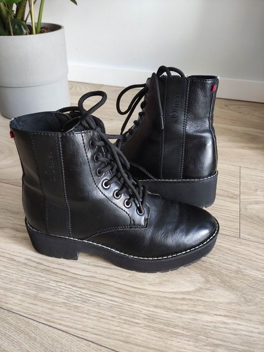 Botki damskie trapery czarne modne s.Oliver