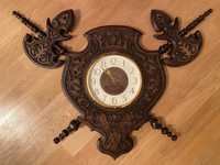 Новые настенные деревянные часы годинник ручная работа 97х82 см.