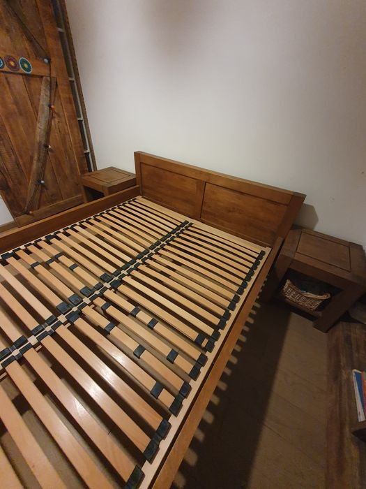 Sypialnia loft woodica łóżko plus stoliki nocne lite drewno brzoza