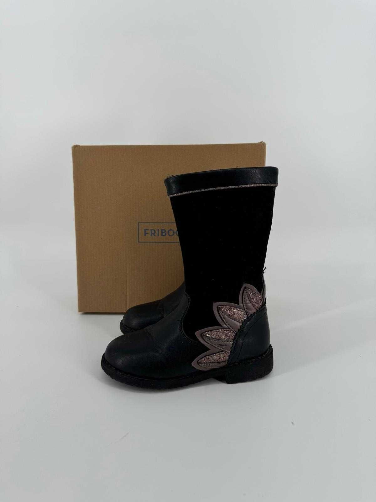 Friboo dziewczęce botki kozaki buty wysokie czarne eleganckie 27