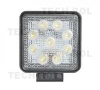 Lampa robocza diodowa kwadratowa, 9 - led x 3W, 27W, 12V / 24V