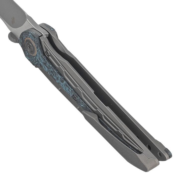 Nóż składany Bestech Prydwen Dark Grey Titanium/Blue Marbled Carbon