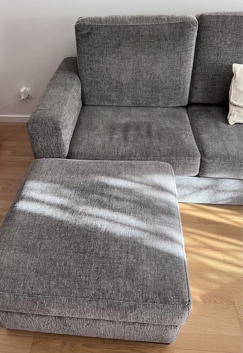 Sofá cinza três 3 lugares como novo com chaise long destacável