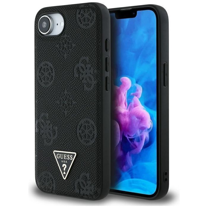 Etui GUESS Hot Stamp Peony Triangle Logo MagSafe do Iphone 16e czarny