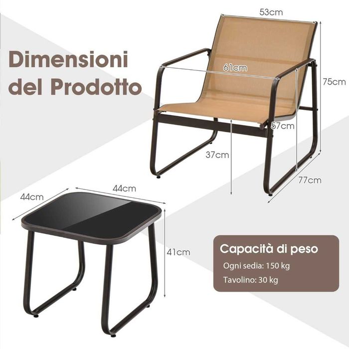 Zestaw ogrodowy ze szklanym stołem i krzesłami z metalową ramą