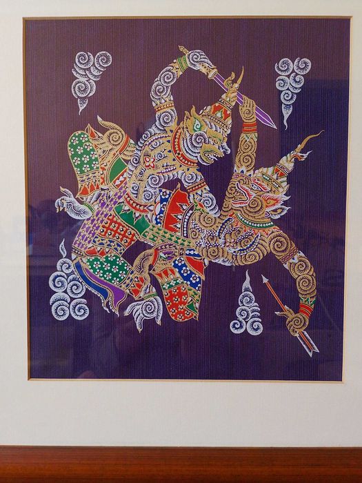 3 x Quadros Tailandeses Com Moldura de Madeira e Vidro