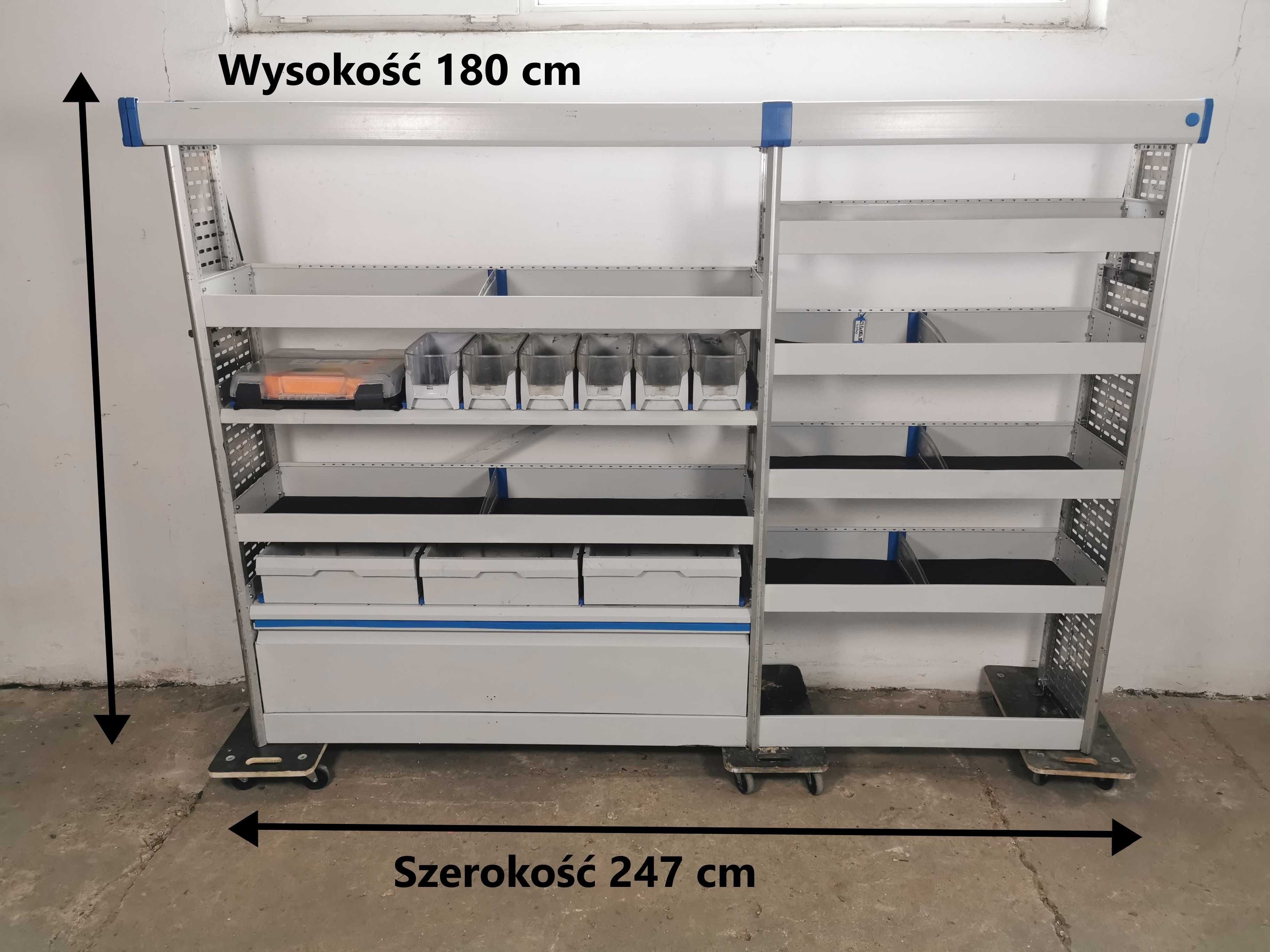 Regały szafki półki do busa zabudowa serwisowa warsztat ZESTAW SORTIMO