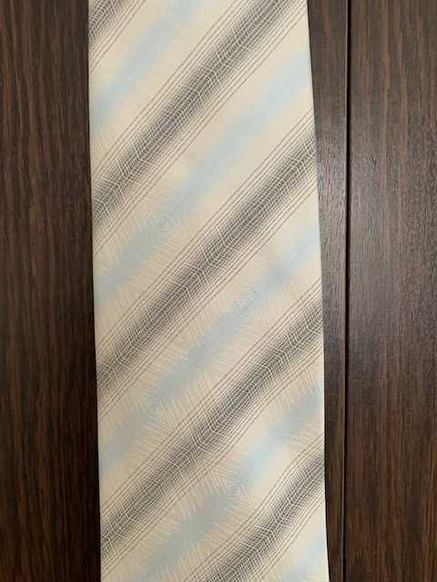Krawat szarobłękitny Franco Feruzzi w paski szeroki elegancki