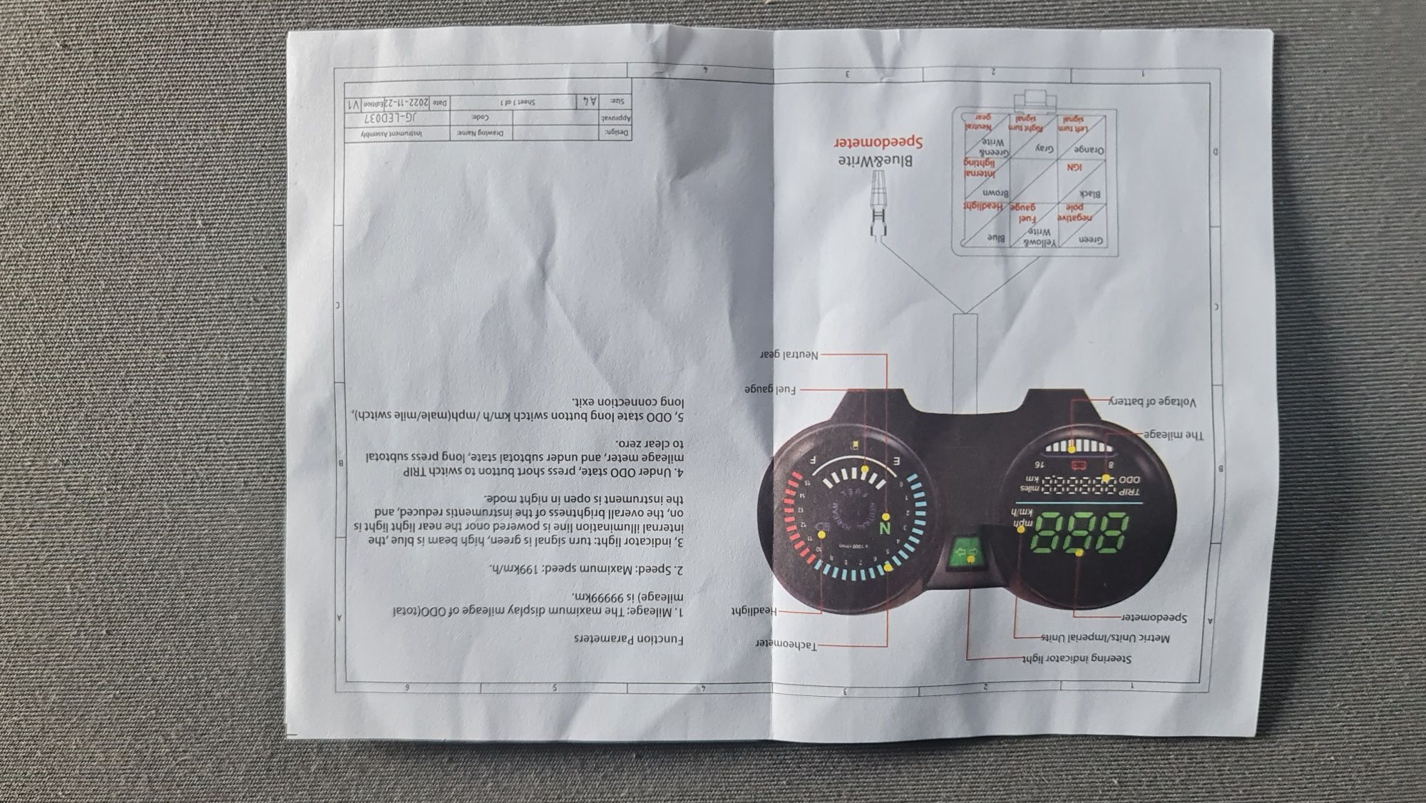 Conta Km Velocímetro digital 0Km Honda CG