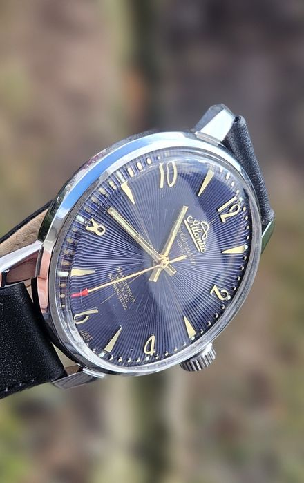 Zegarek Atlantic Wordmaster słoneczko granatowa tarcza 21 jewels