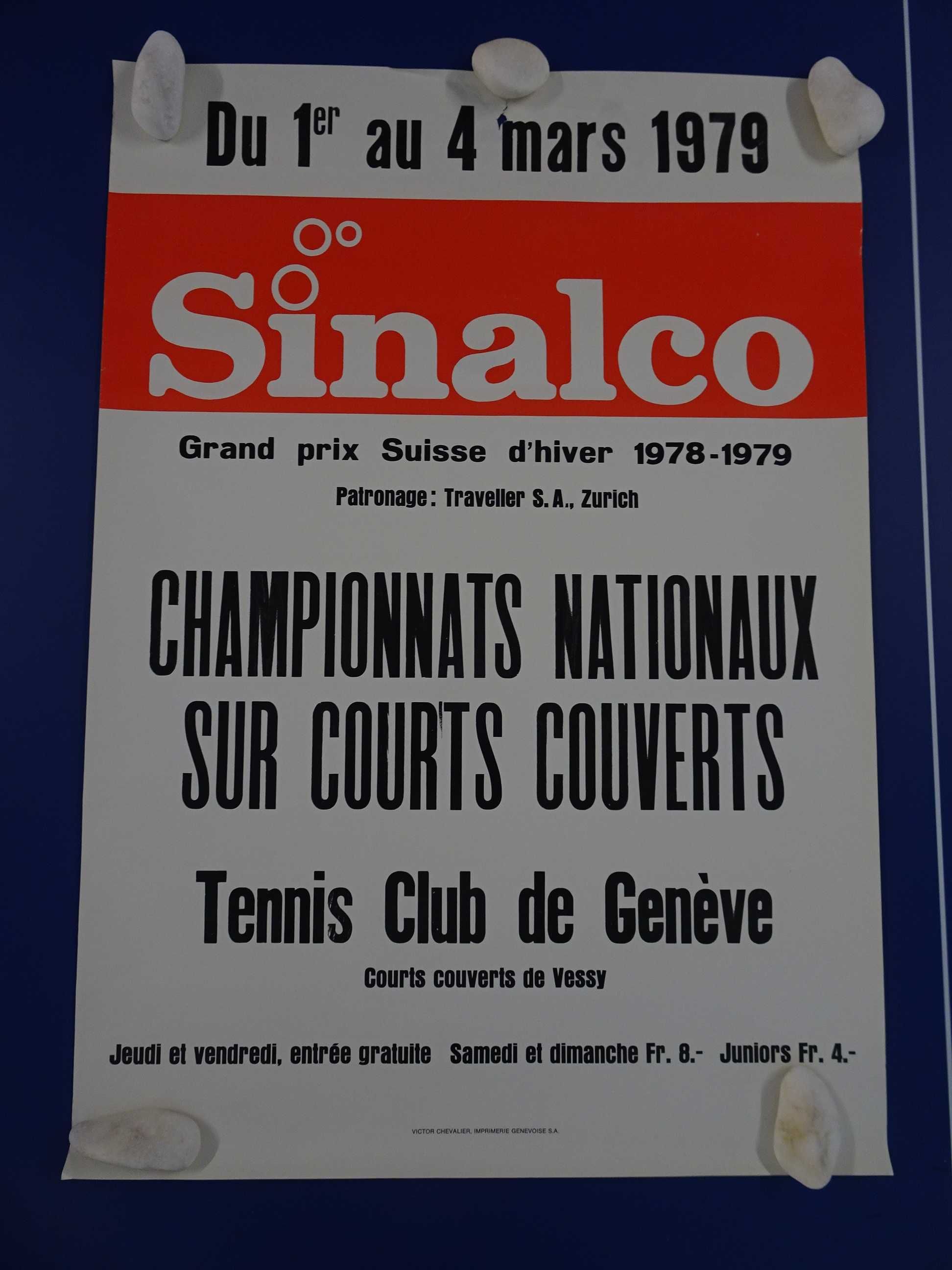 Poster Ténis 1979 Sinalco Grand Prix Suisse d'hiver Tennis Club Geneve