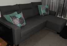Sofá com chaise longue em cinza