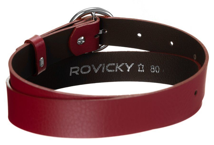 połyskujący, skórzany pasek damski  okrągłą klamrą - rovicky 100