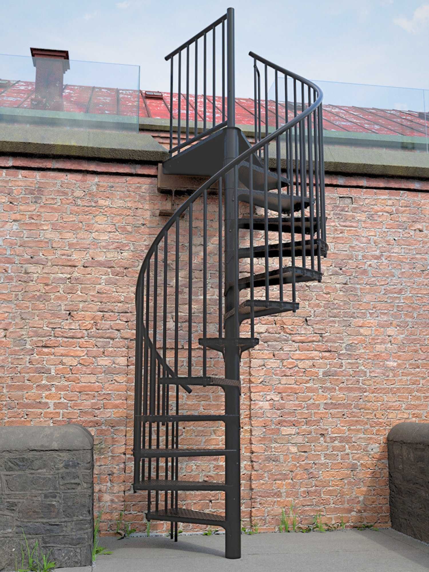 Schody spiralne, zewnętrzne RONDO ZINK Antracyt / fi 180 cm