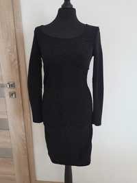 Czarna dopasowana obcisła sukienka długi rękaw XS 34 nowa