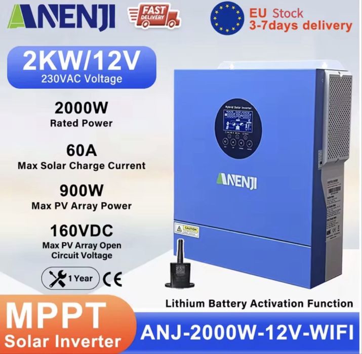 В наявності,Гібридний Інвертор 2000 Ватт з 12В на 220В,чиста синусоіда