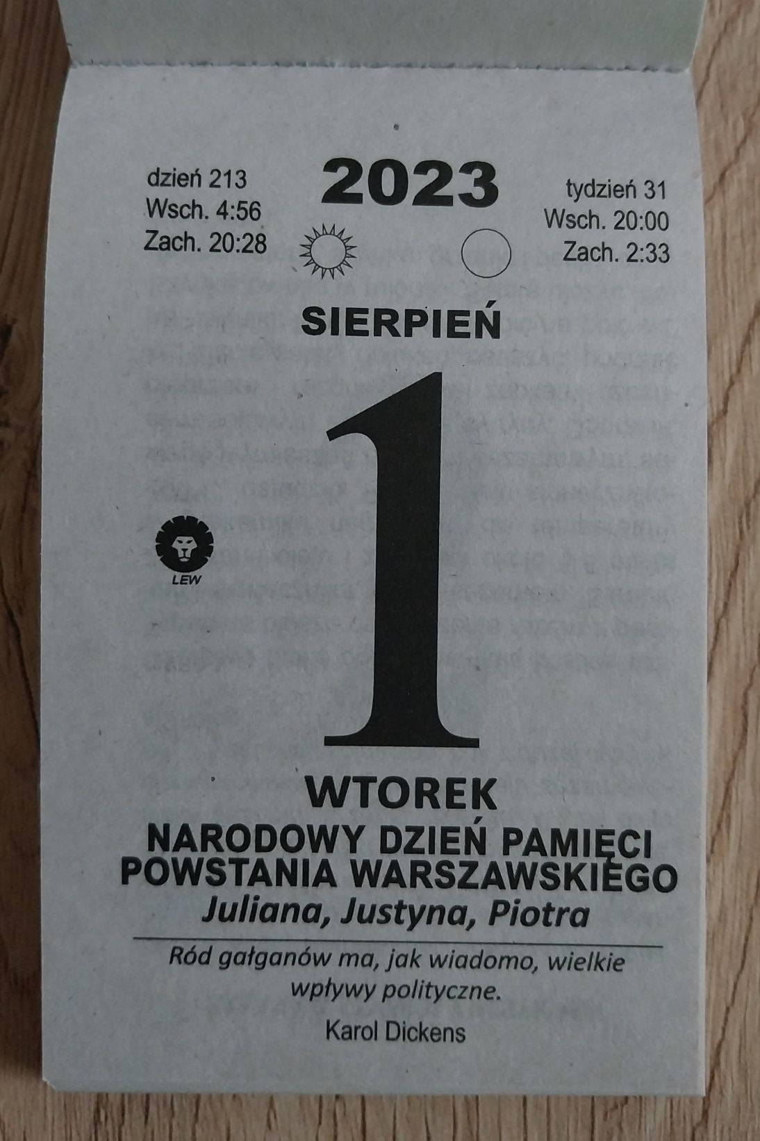 Metryczka dla dziecka z 2023 roku, kartka z kalendarza, pamiątka, data