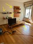 Conjunto de 2prateleiras + estrutura com 2 prateleiras + base madeira