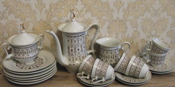 Кофейный сервиз, фарфор Барановка, на 6 персон, 21 предмета