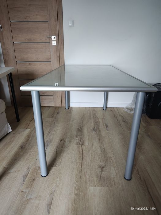 Stół szklany aluminium Ikea 157x78
