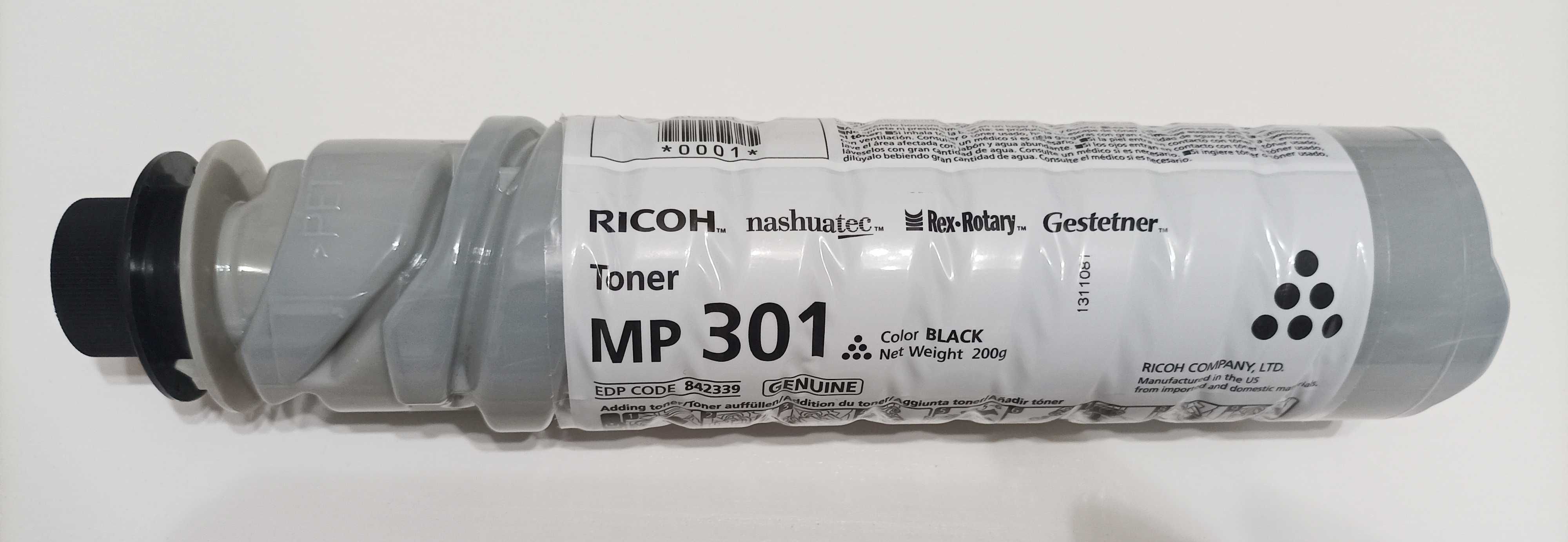 Toner preto Ricoh MP 301 (Original e novo)
