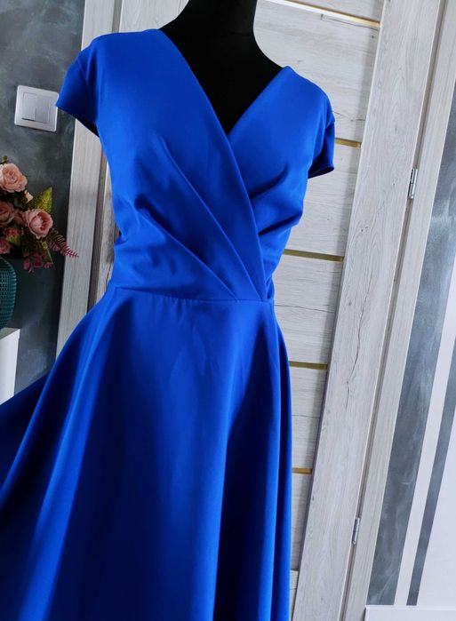 długa balowa suknia asymetryczna rozmiar xl 42 sukienka wieczorowa