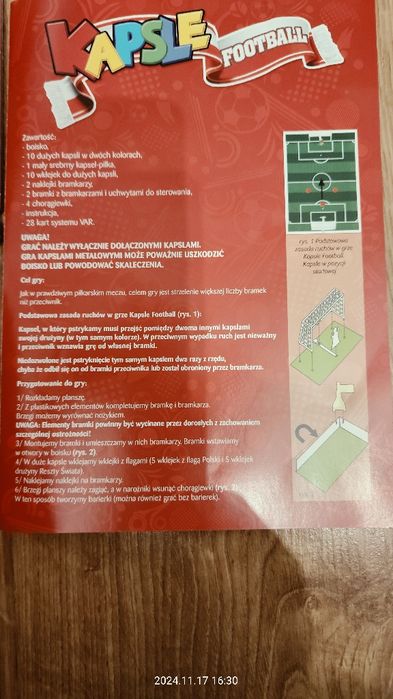 Gra planszowa Kapsle Football + karty VAR