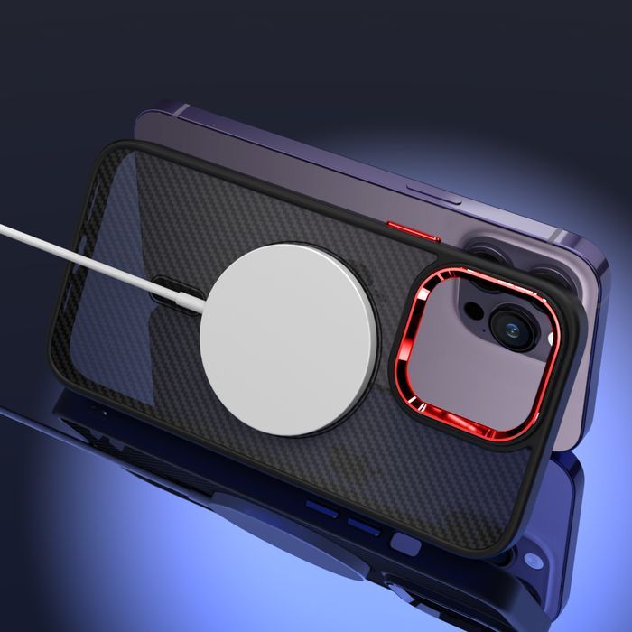 Tel Protect Magnetic Carbon Case Do Iphone 13 Czarno-Czerwony