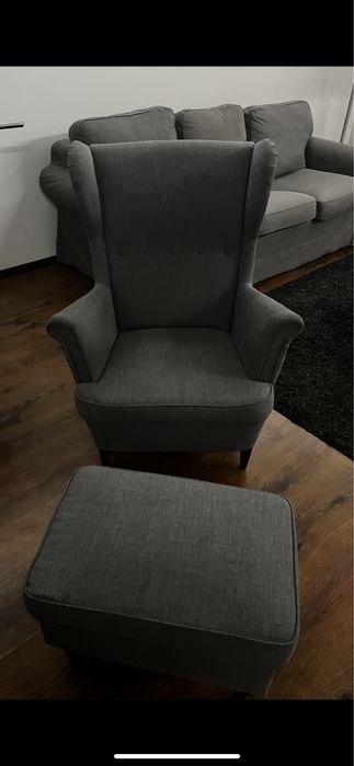 Fotel uszak z podnóżkiem zestaw / ikea