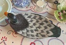 Prato em forma de Pato (pintado em madeira)