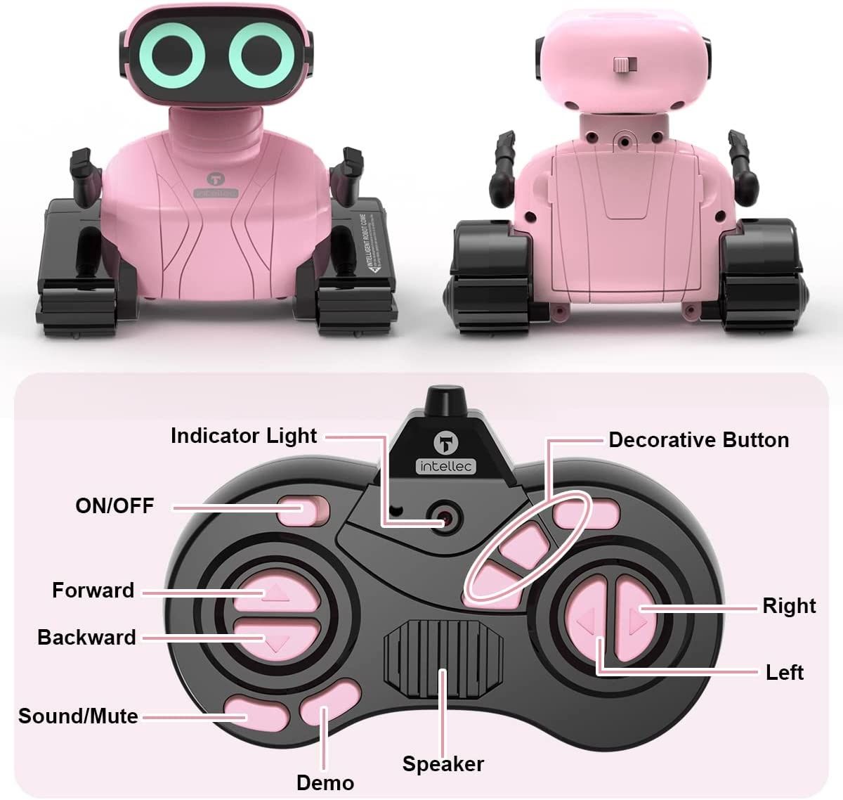 Zdalnie sterowany robot z pilotem  2,4 GHz, żółty, różowy, niebieski