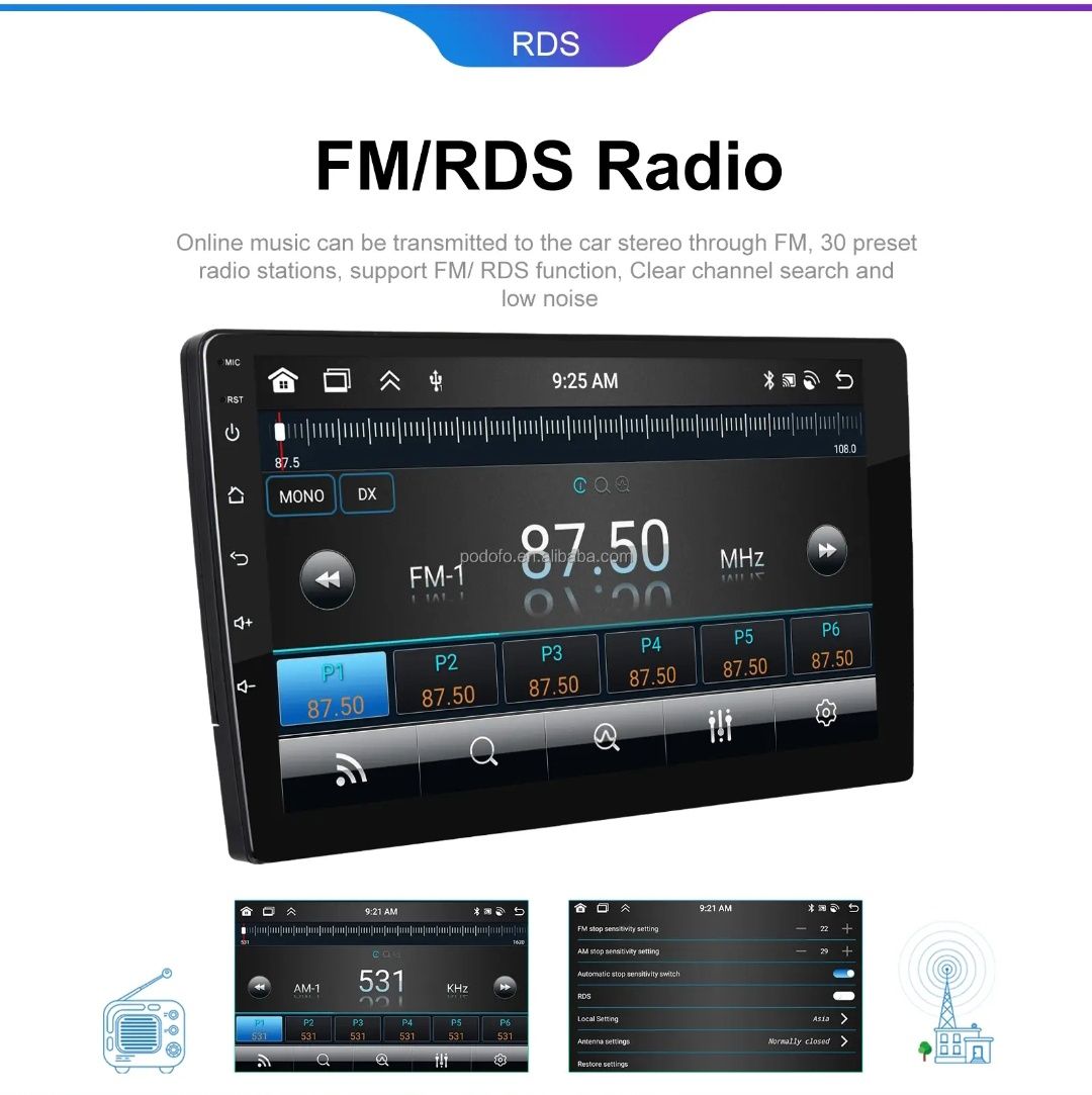 Rádio 9" Android Citroen C2 Peugeot 206 Carplay GPS wifi Bluetooth