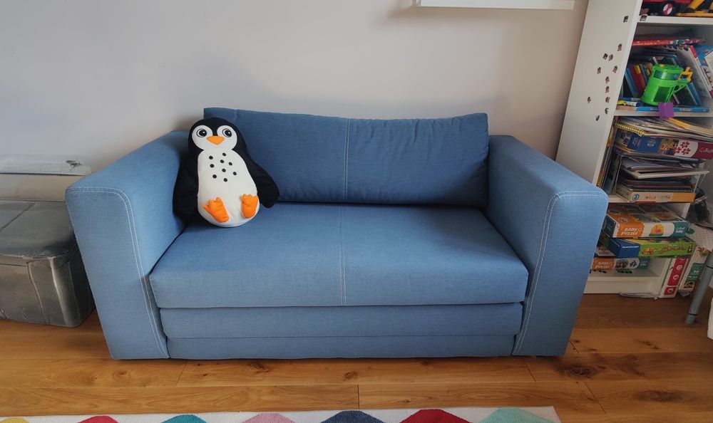 Sofa IKEA ASKEBY kolor niebieski, rozkładana ,stan bdb