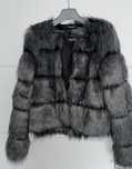 Lipsy London Deluxe Outerwear piekne futerko szare srebrne M L 38 40