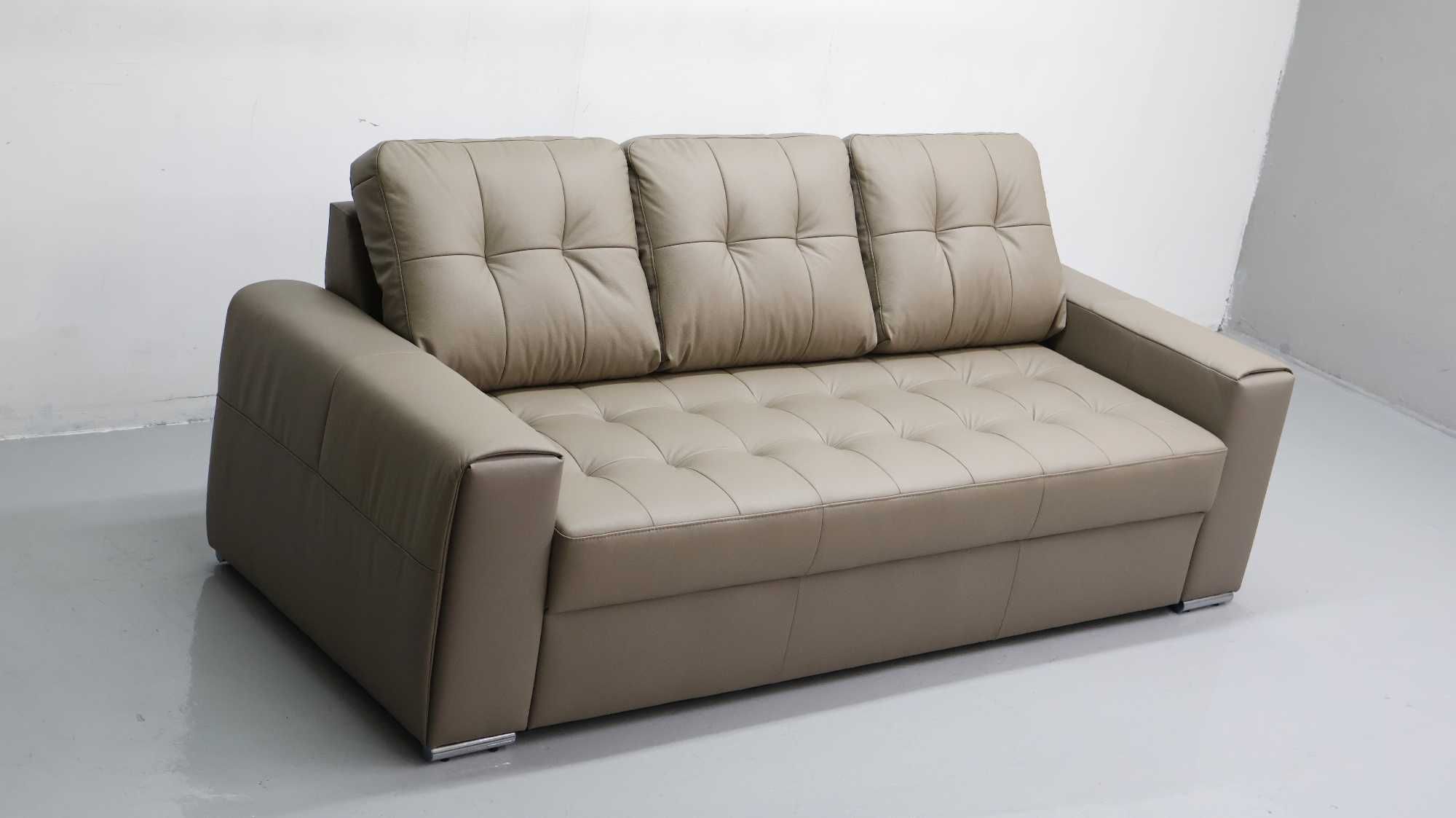 KOMPLET 3+2 sofy, kanapy, zestaw brązowa skóra naturalna madras 4119